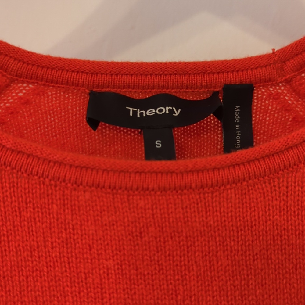 Theory 100% Cashmere Crewneck Sweater S Orange - Picture 2 of 7